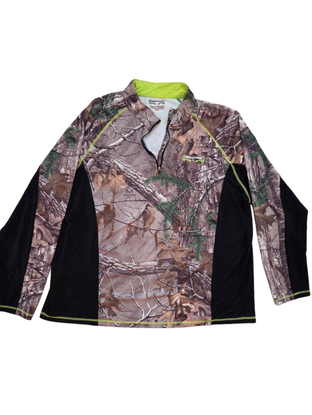 Women's Realtree Camo Long Sleeve Quarter Zip Tee, 2X, Brown and Black